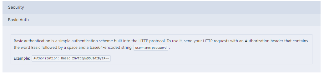 Security Scheme basic auth